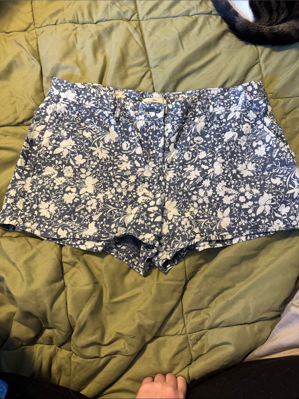 GAP Blue and White Floral Jean Shorts